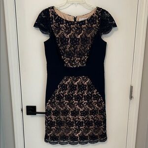 Jessica Simpson Navy and Beige Lace Mini Dress